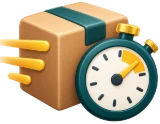 Package with fast shipping clock icon representing order fulfillment