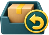 Returns processing box with refresh arrow icon