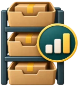 Warehouse storage shelving icon